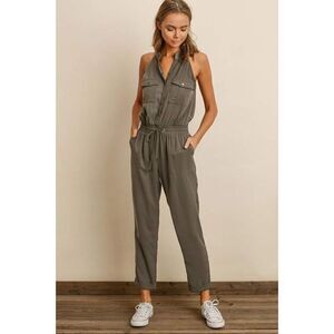 NWT Dress Forum Sleeveless Utility jumpsuit Sage Size Small
